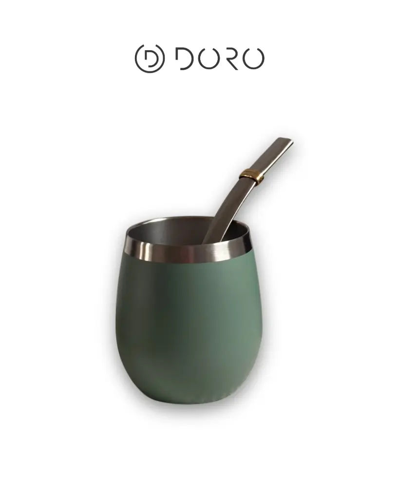 Mate Termico Acero Verde Con Tapa 240Ml