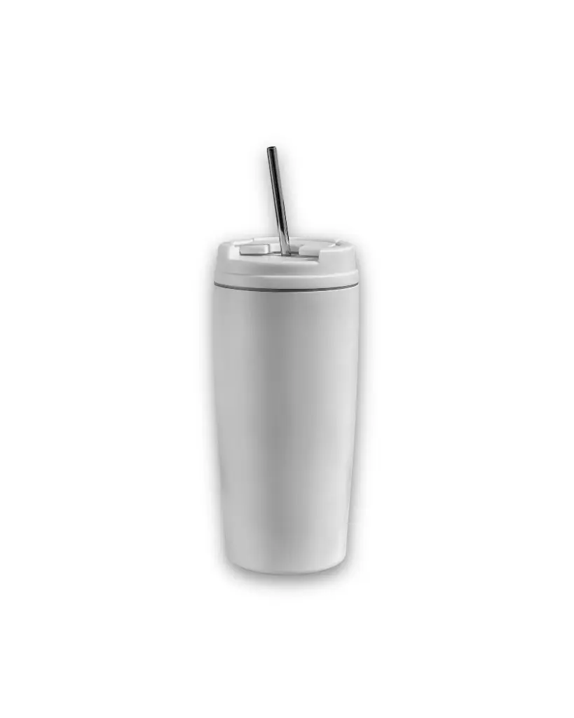 Vaso Termico Slim 600ml Blanco tapa hermetica