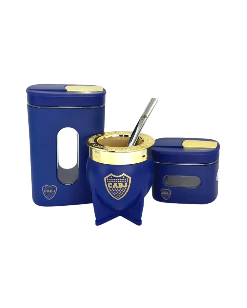 Kit Boca, Mate Xl + Yerbera Y Azucarera Boca Junior.