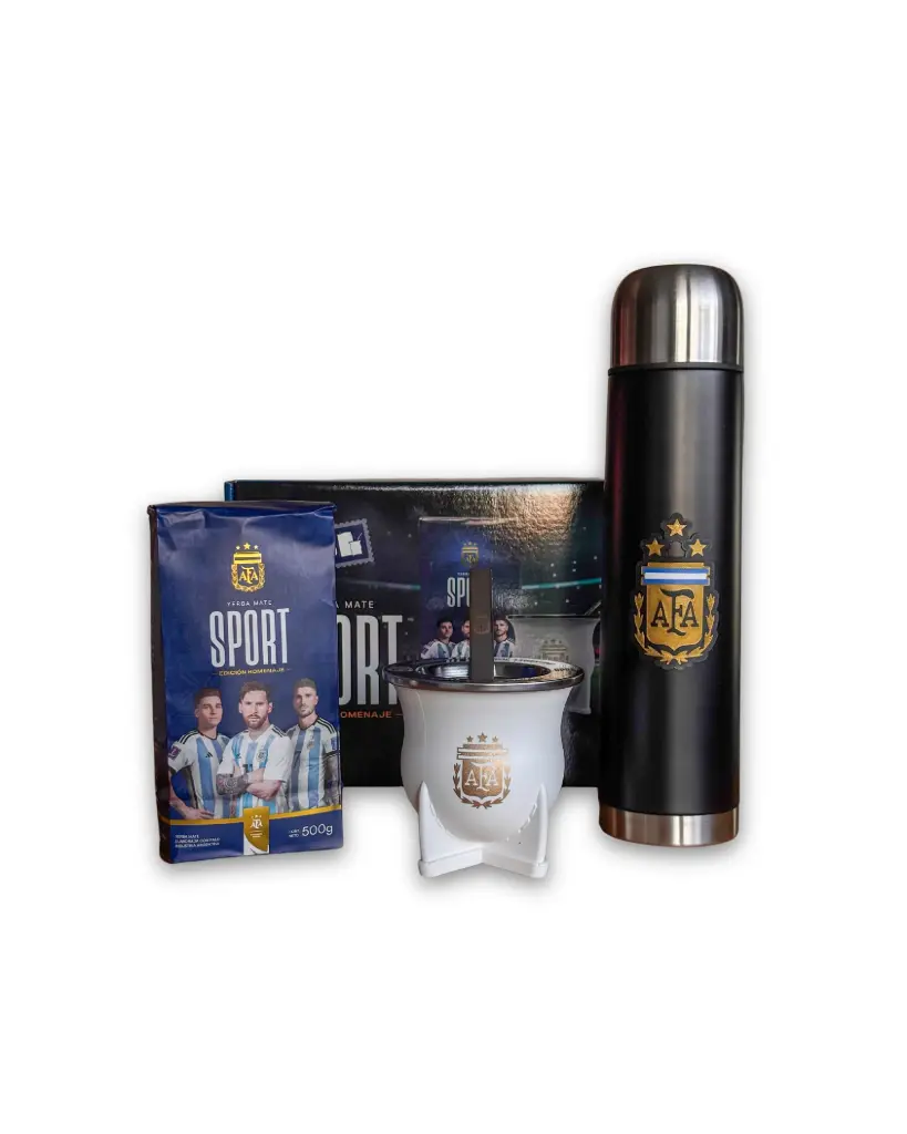 Combo Kit AFA sport Blanco mate y yerba + Termo Argentina