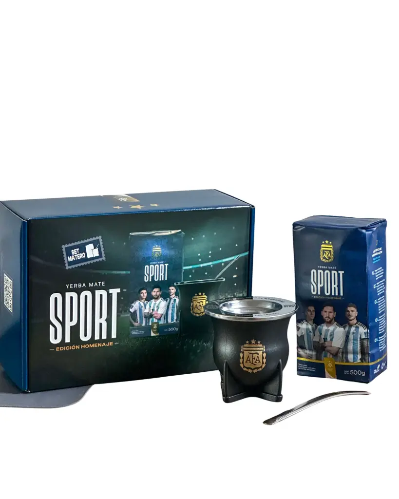 Combo Kit AFA sport Negro mate y yerba + Termo Argentina 
