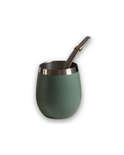 [950188] Mate Termico Acero Verde Con Tapa 240Ml