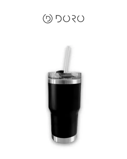 [950284] Vaso termico 420ml Negro, tapa con pico y sorbete