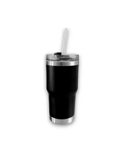 [950284] Vaso termico 420ml Negro, tapa con pico y sorbete