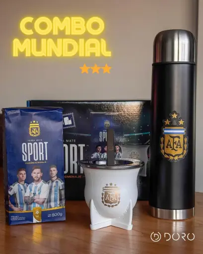 [950324] Combo Kit AFA sport Blanco mate y yerba + Termo Argentina